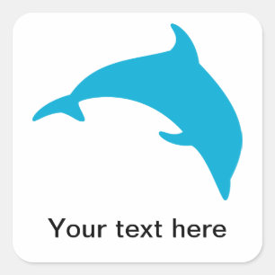 Leaping Blue Dolphin Silhouette Quadratischer Aufkleber