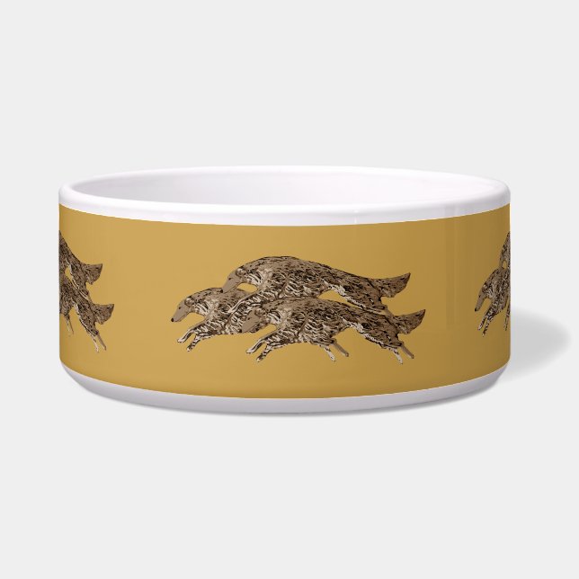 Leaping Borzoi Keramik Pet Bowl Napf (Vorderseite)