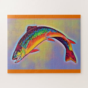 Leaping Brook Trout Postcard Puzzle