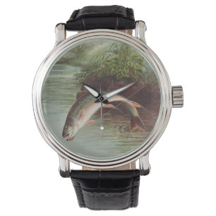 Leaping Brook Trout von Samuel Kilbourne (1874) Armbanduhr