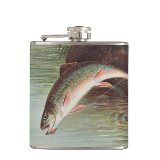 Leaping Brook Trout von Samuel Kilbourne (1874) Flachmann