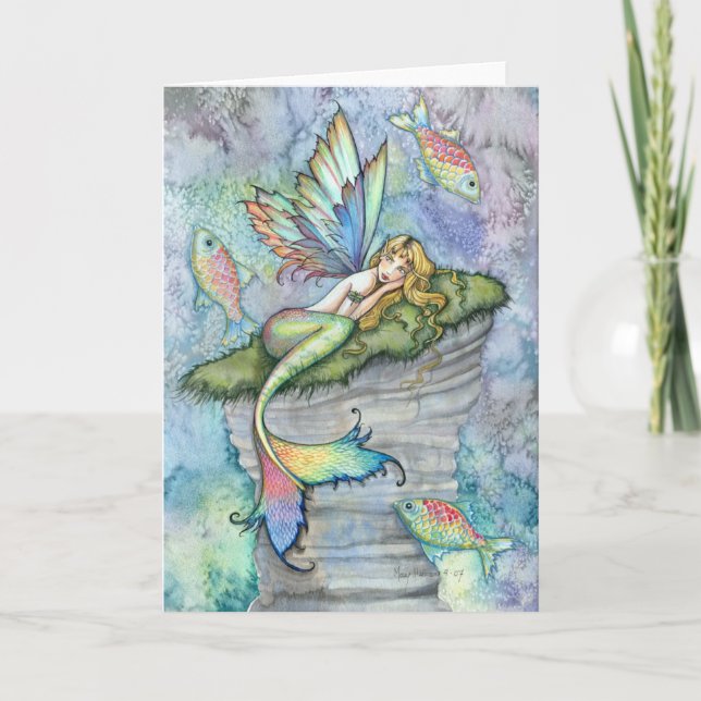 Leaping Carp Mermaid Greeting Card by Molly Harris Karte (Vorderseite)
