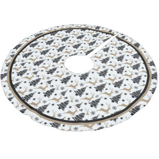 Leaping Hirsch Schwarz & Weiß Thema Niedlich Polyester Weihnachtsbaumdecke
