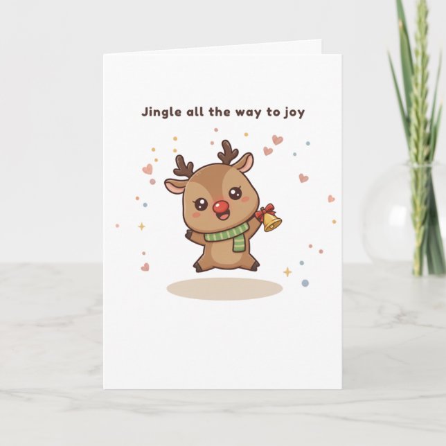 Leaping Into the Holiday Spirit Cute Puchi Dōshi Karte (Vorderseite)