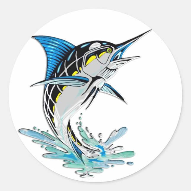 Leaping Marlin Runder Aufkleber (Vorderseite)