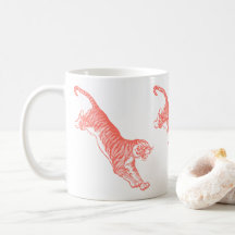 Leaping Orange Tigers Illustration Mug