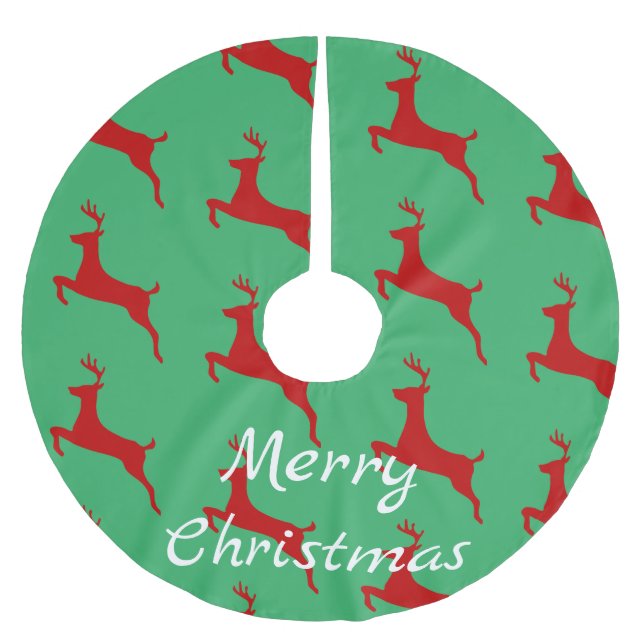 Leaping Red Deer Thunder_Cove Polyester Weihnachtsbaumdecke (Vorderseite)