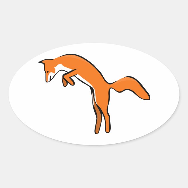 Leaping Red Fox Ovaler Aufkleber (Vorderseite)