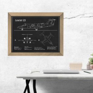 Learjet 23 - Flugzeug-Blueprint-Zeichnungspläne PD Fotodruck