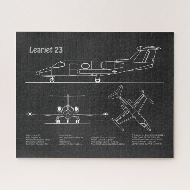 Learjet 23 - Flugzeugkonzept Zeichnend Pläne PD (Horizontal)