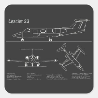 Learjet 23 - Flugzeugkonzept Zeichnend Pläne PD Quadratischer Aufkleber