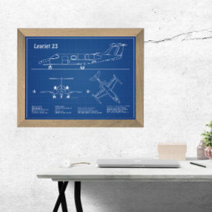 Learjet 23 - Flugzeugkonzeption Zeichnend Pläne AD Fotodruck