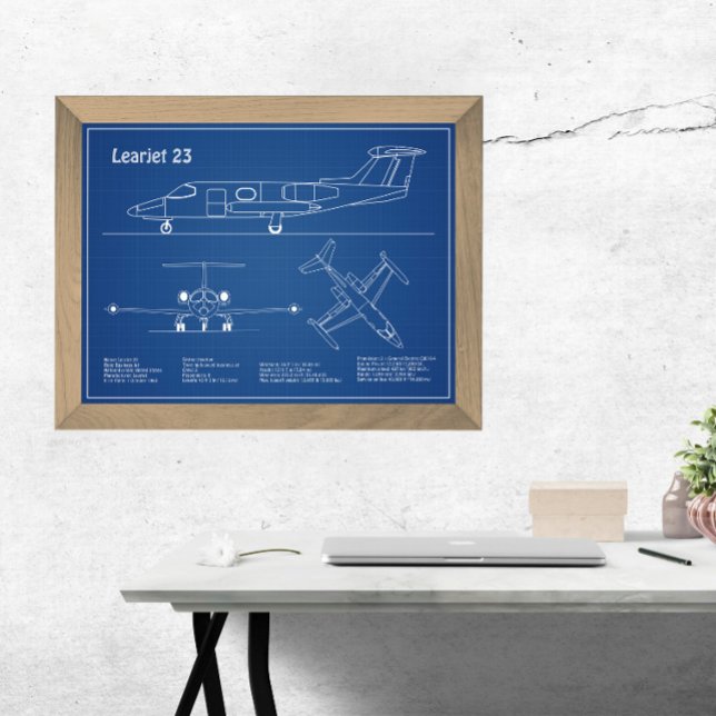 Learjet 23 - Flugzeugkonzeption Zeichnend Pläne AD Fotodruck (Von Creator hochgeladen)