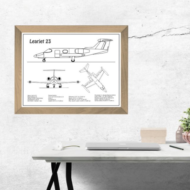 Learjet 23 - Flugzeugkonzeption Zeichnend Pläne BD Fotodruck (Von Creator hochgeladen)