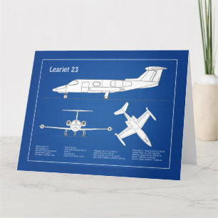 Learjet 23 - Pläne zum Zeichn von Flugzeugkonzepte Dankeskarte