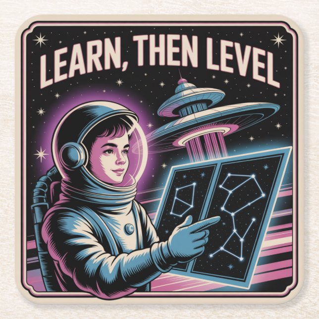 Learn, Then Level Rechteckiger Pappuntersetzer (Vorderseite)