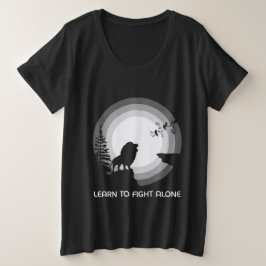 Learn to Fight Alone – Lion Under Moonlight Große Größe T-Shirt