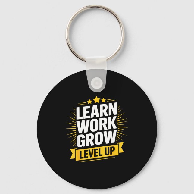 Learn Work Grow Level Up Motivational Growth Insra Schlüsselanhänger (Vorderseite)
