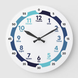 Learning Clock - Mitternacht Blau Große Wanduhr
