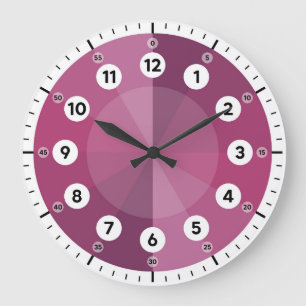 Learning Clock - Telling Time - Magenta Hues Große Wanduhr