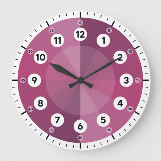Learning Clock - Telling Time - Magenta Hues Große Wanduhr (Vorderseite)