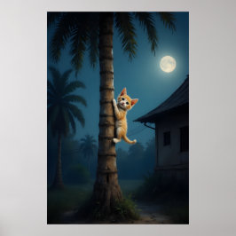 Learning to Climb – Cute Cat Moment Poster