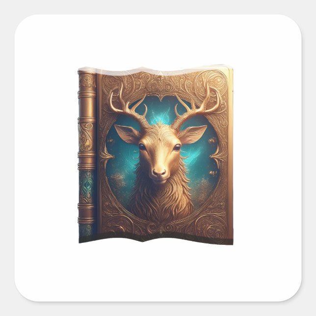 Leather Bound Copy Of A Deer Hunting Guide Quadratischer Aufkleber (Vorderseite)