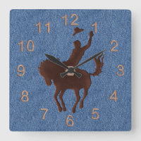 Leather Cowboy und Pferd auf Denim