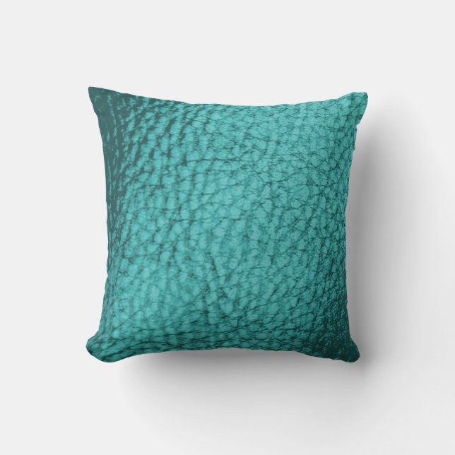 Leather-Design für Aquamarine hellblaue Imitate Kissen (Vorderseite)
