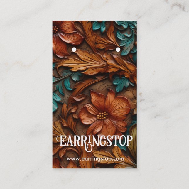 Leather Design Western Muster Earring Cards Visitenkarte (Vorderseite)