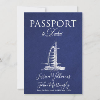 Leather Dubai Passport Wedding Save the Date Einladung