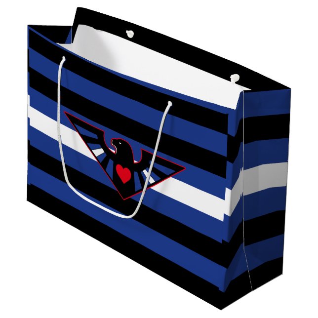 Leather Eagle Pride Flag Große Geschenktüte (Vorderseite Schrägansicht)