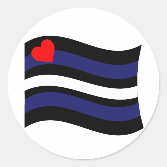 LEATHER FLAG WAVING RUNDER AUFKLEBER (Vorderseite)