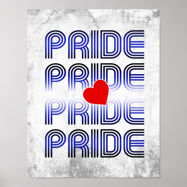 Leather Herz Retro Muster Poster (Vorne)