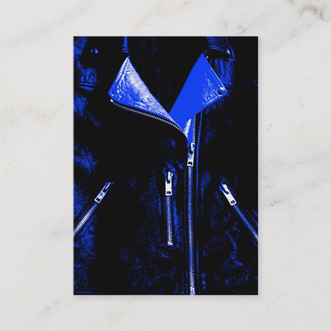 Leather Jacket Blue Visitenkarte schwarz (Vorderseite)