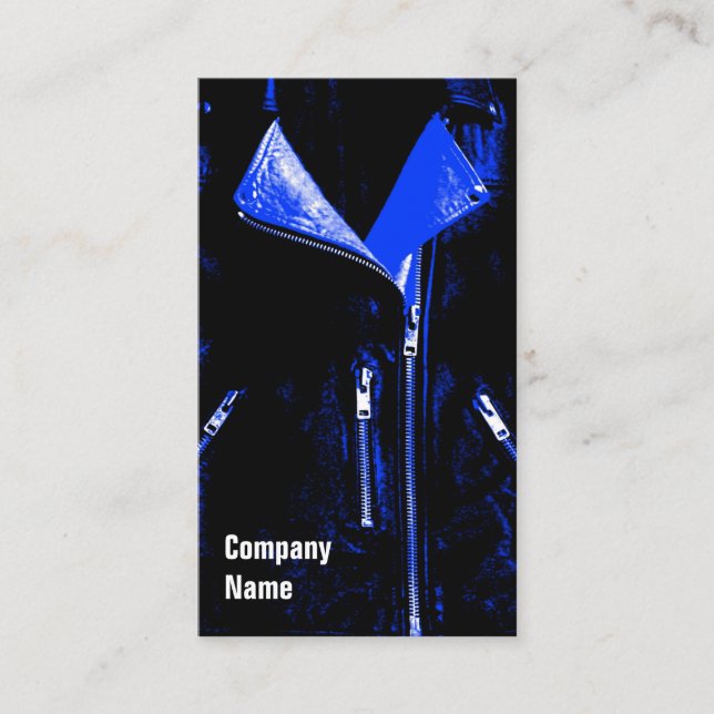 Leather Jacket Blue Visitenkarte schwarzer Seitent (Vorderseite)