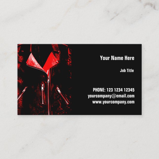 Leather Jacket Red Visitenkarte horizontal (Vorderseite)