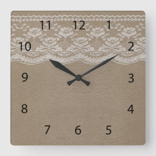 Leather & Lace Wedding Quadratische Wanduhr