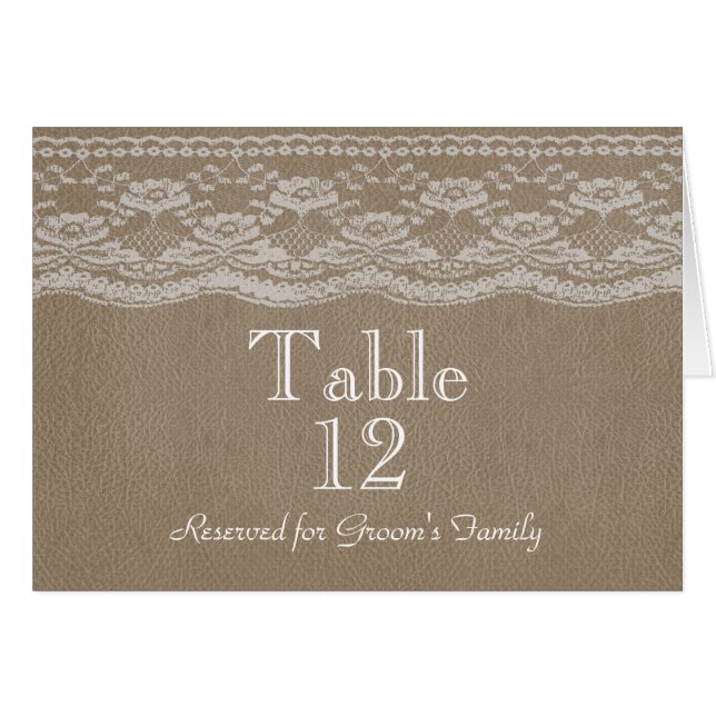 Leather & Lace Wedding Tischnummer (Vorderseite (Horizontal))