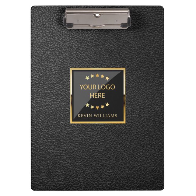 Leather-Logo für Black Imitats Personalisiert Busi Klemmbrett (Vorderseite)