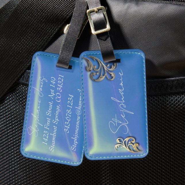 Leather Look Blue Backpack Gepäckanhänger (Von Creator hochgeladen)