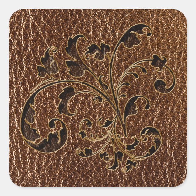 Leather-Look Bouquet 2 Quadratischer Aufkleber (Vorderseite)