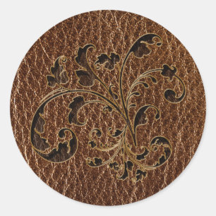 Leather-Look Bouquet 2 Runder Aufkleber