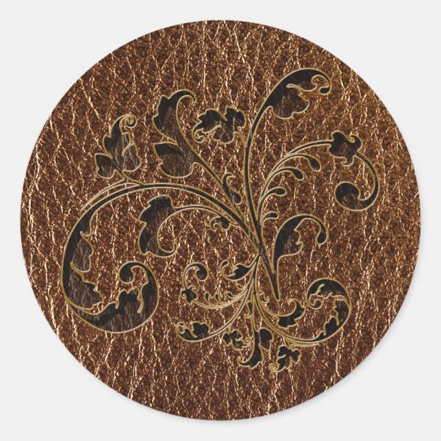 Leather-Look Bouquet 2 Runder Aufkleber (Vorderseite)