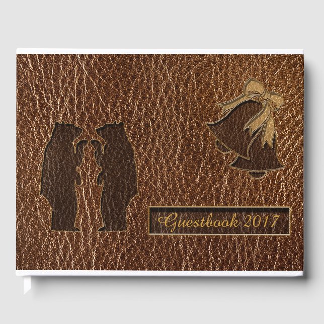 Leather-Look Hochzeit Gästebuch (Vorderseite)