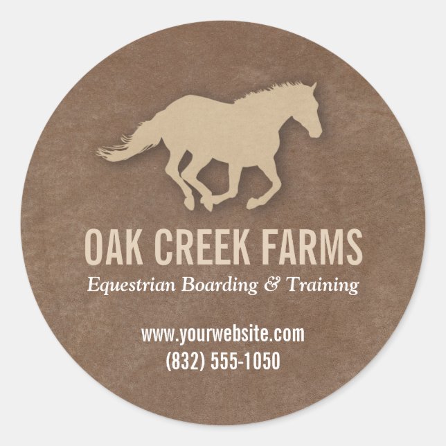 Leather Look Horse Imprint Runder Aufkleber (Vorderseite)
