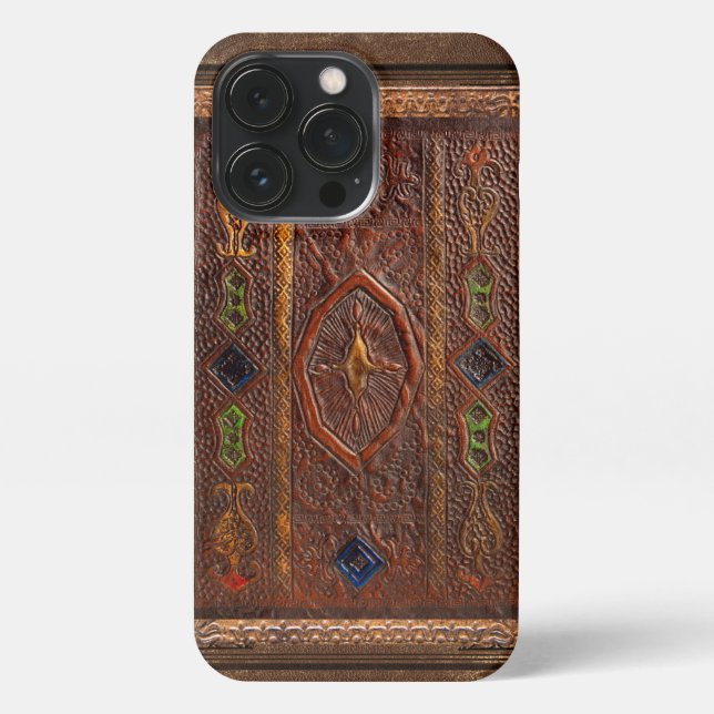 Leather Look iPhone 13 Pro Slim Fit Case, Glossy Hülle (Rückseite)