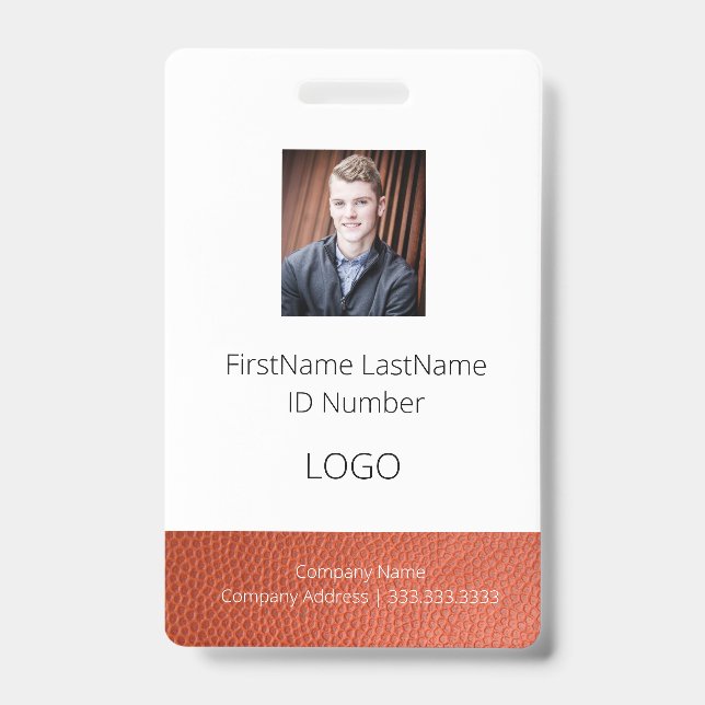 Leather Look Mitarbeiter-ID-Abzeichen mit Barcode Ausweis (Vorderseite)