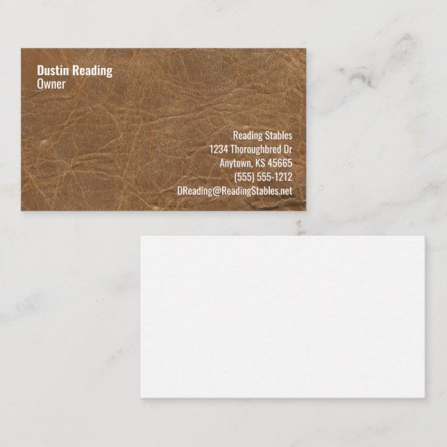 Leather Look San Serif Stil Seven Line Custom Visitenkarte (Vorne/Hinten)