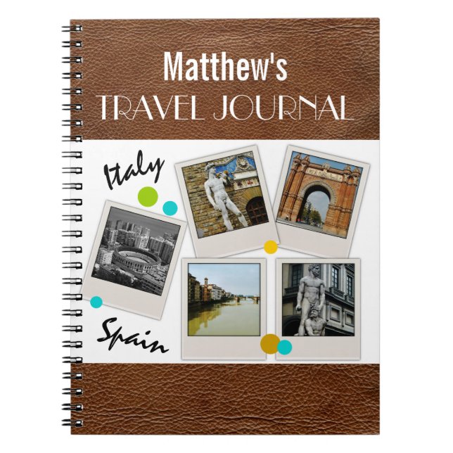 Leather Look Travel Journal und Fotos Notizblock (Vorderseite)